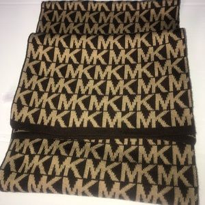 Michael Kors MK Logo Brown and Taupe Reversible Winter Scarf